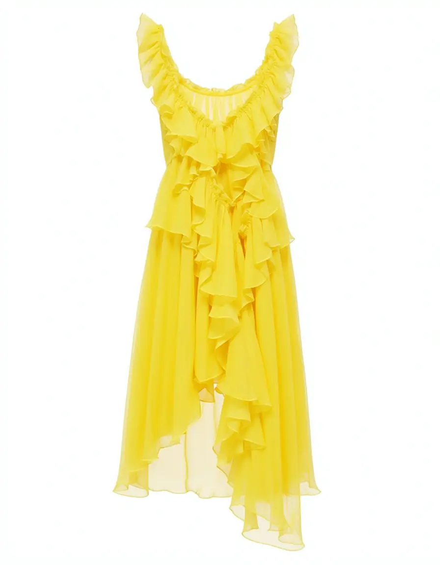 Ruffled Guest Organza Kleid in gelb