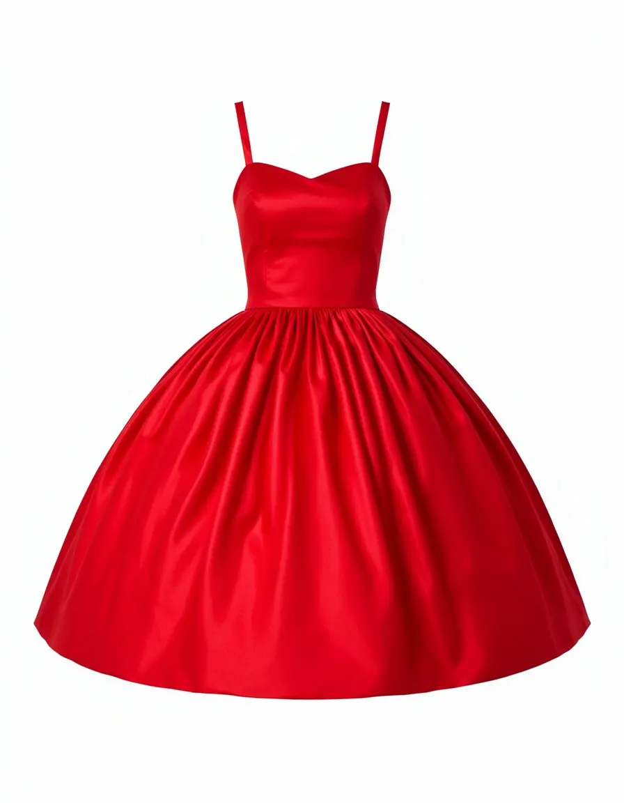 Taffeta Guest Ball Kleid in rot mit Trägern