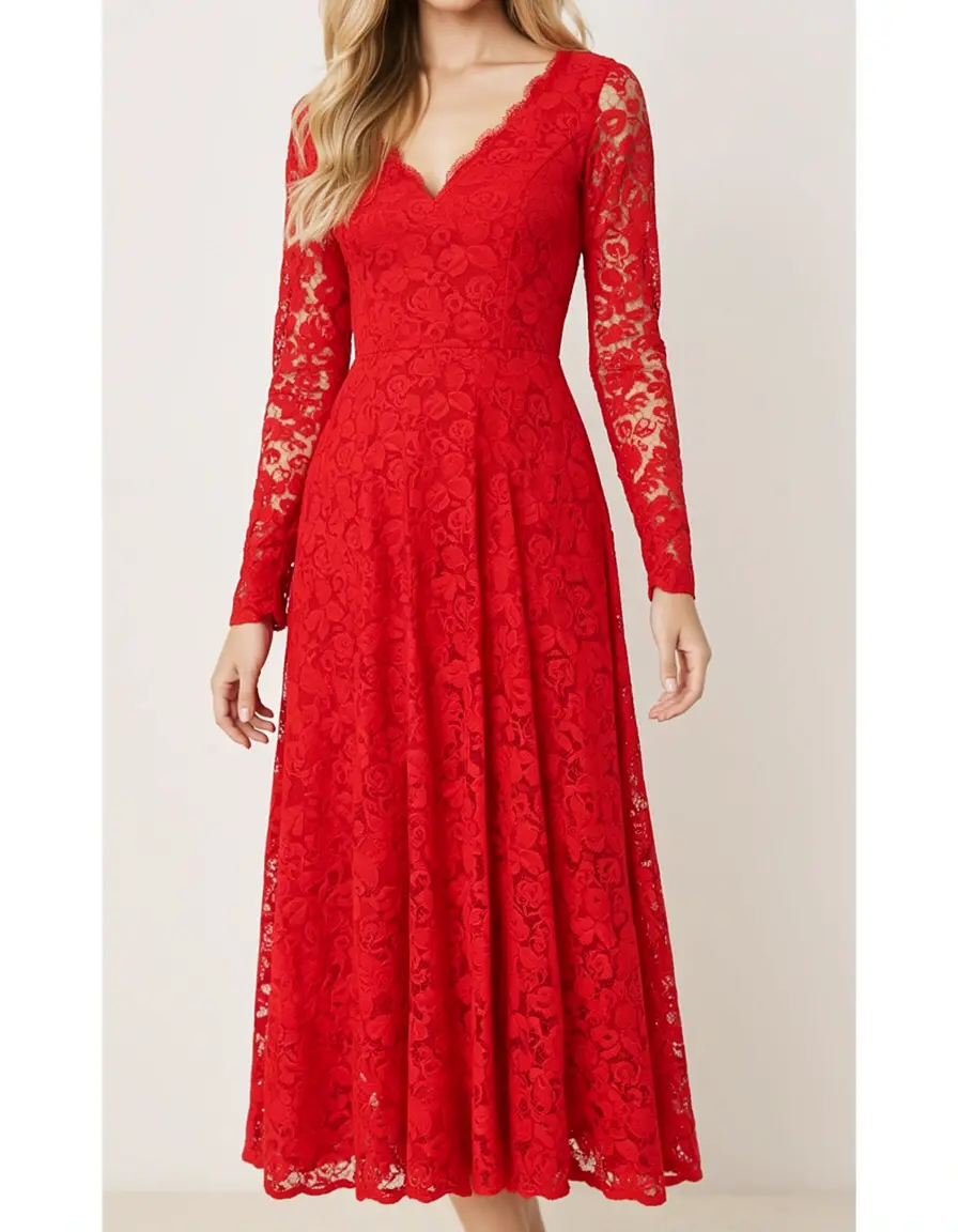 Rotes Spitzenkleid festlich damen