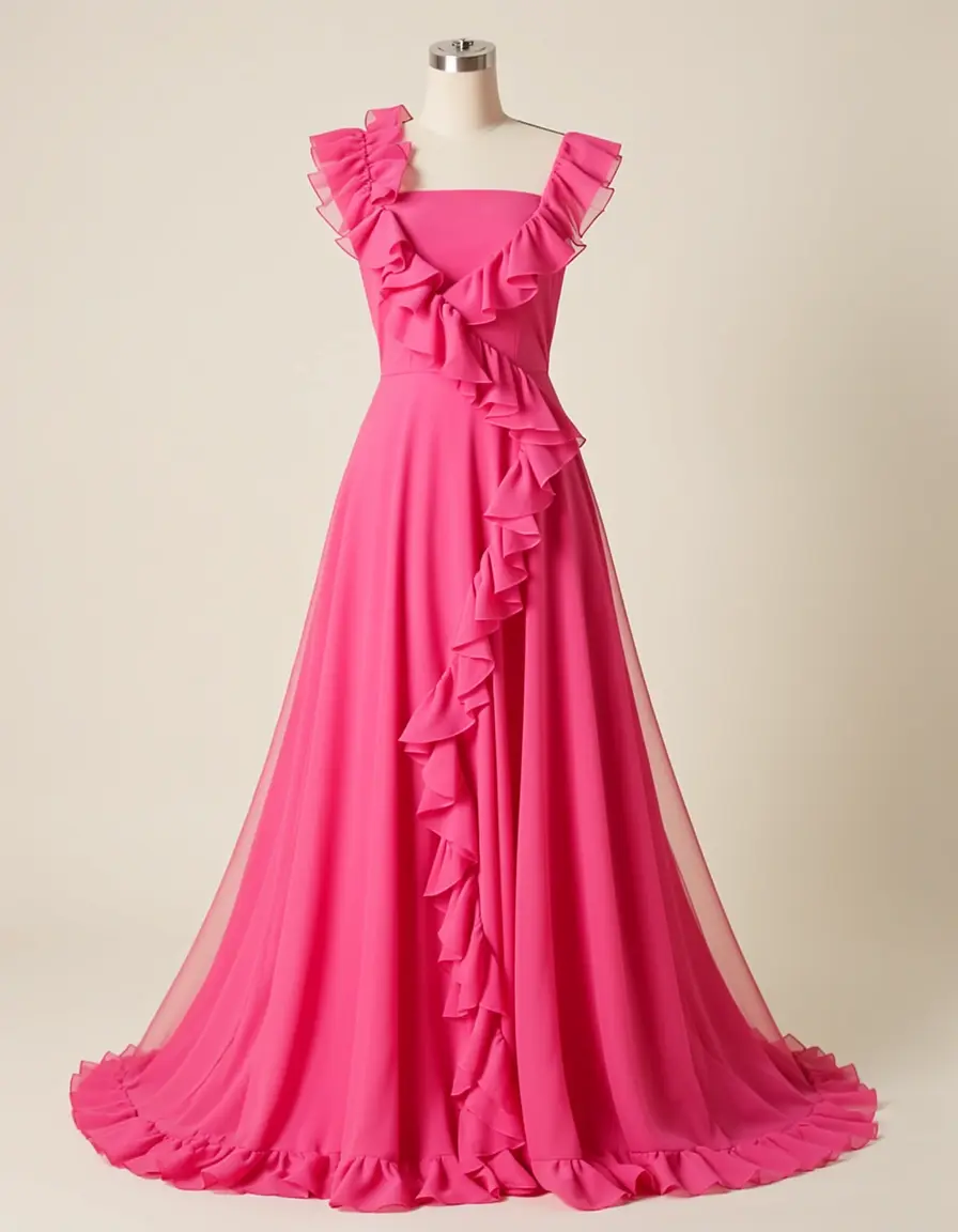 Chiffon A-Linien Kleid rosa