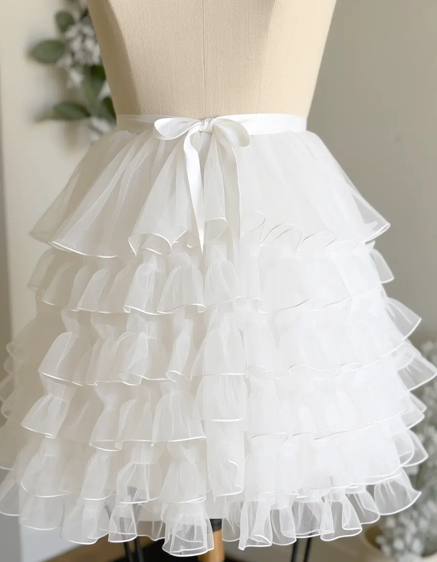 Weißes Organza Kleid mit Rüschen