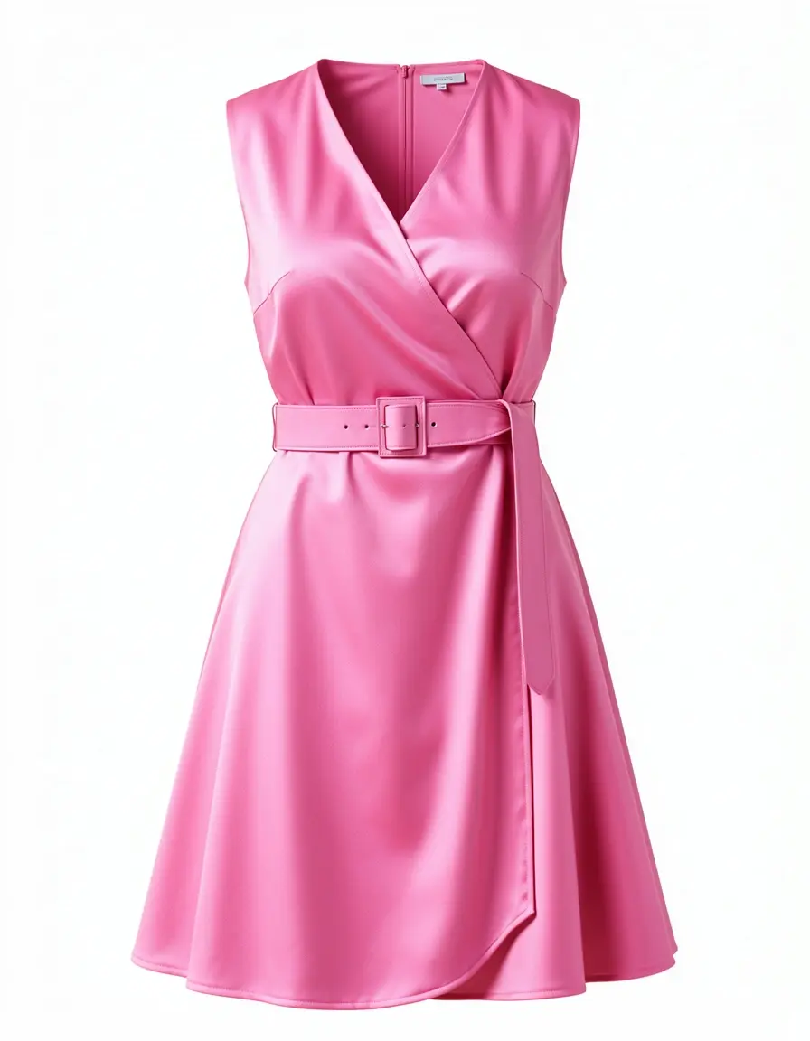 Wrap Guest Satin Dress Pink