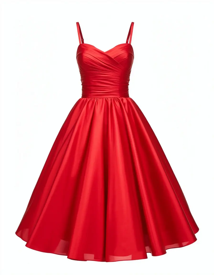Ball Guest Taffeta Dress Red