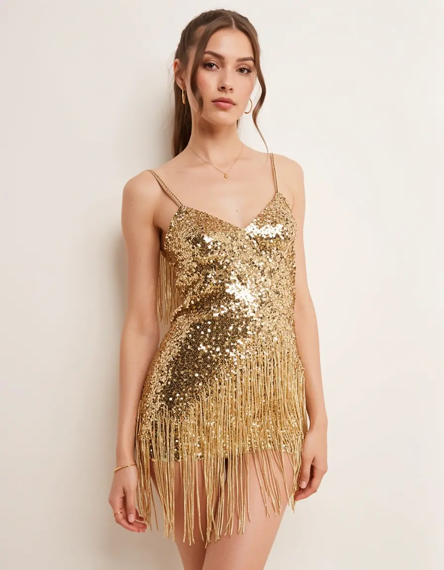 Gold Sequin Mini Dress