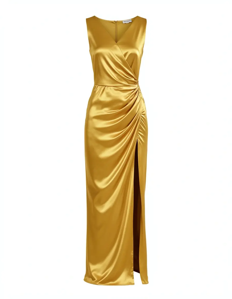 Gold Satin Maxi Dress