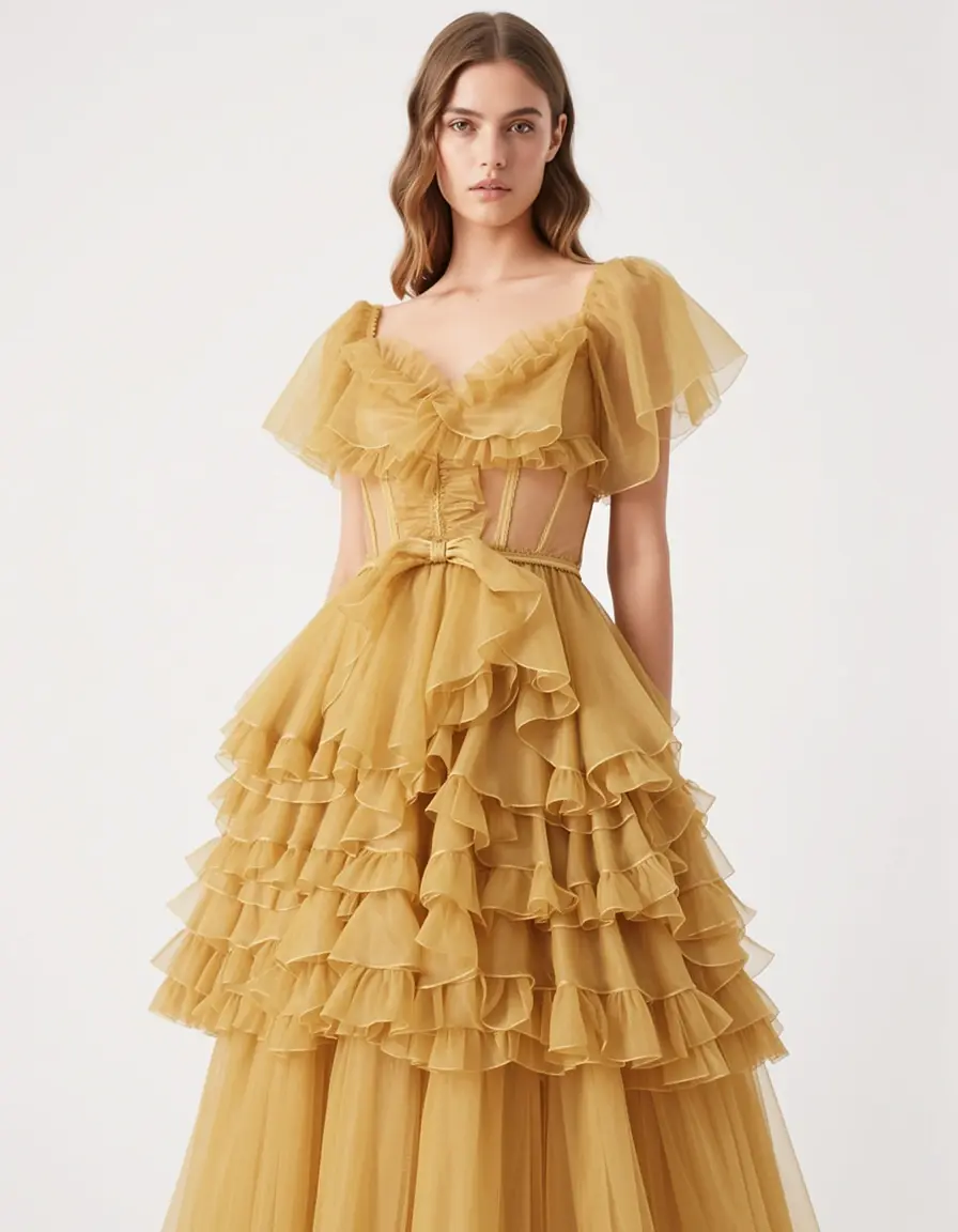 Gold Chiffon Dress