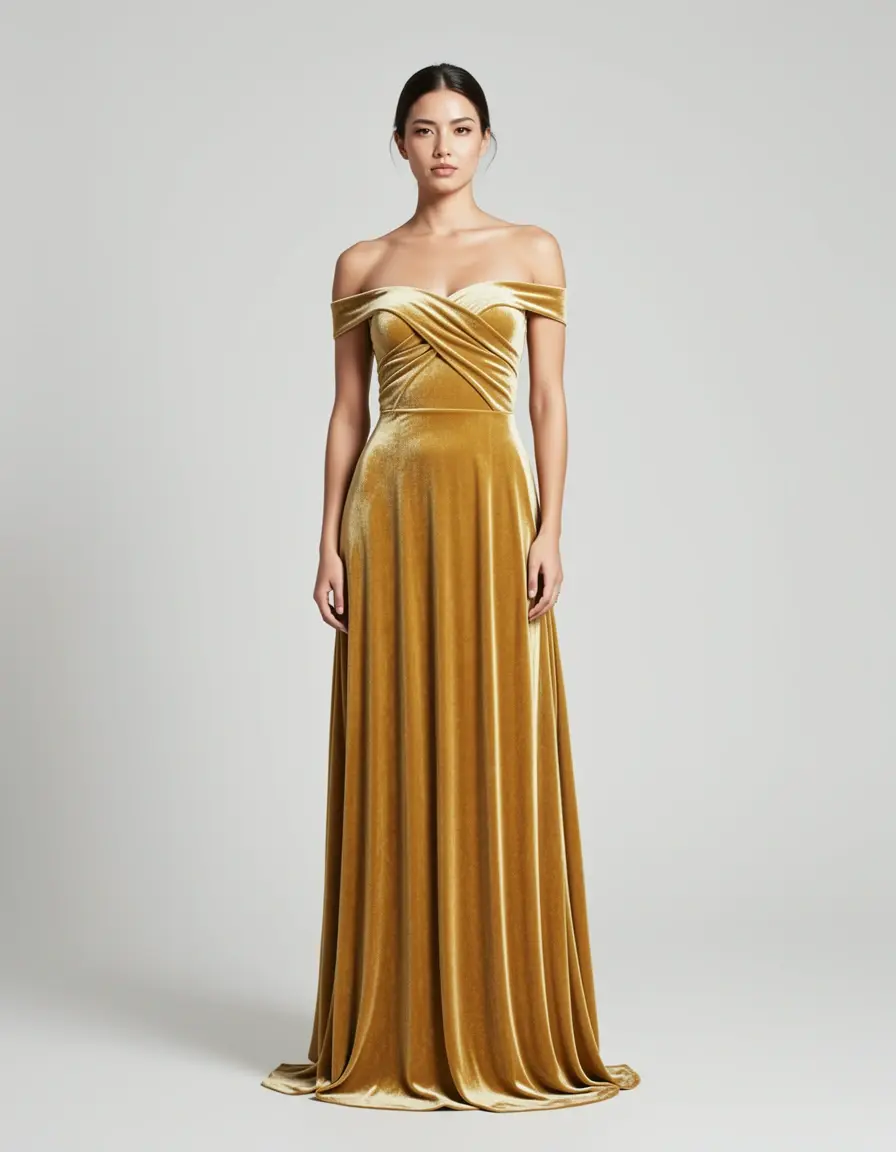 Gold Velvet Dress
