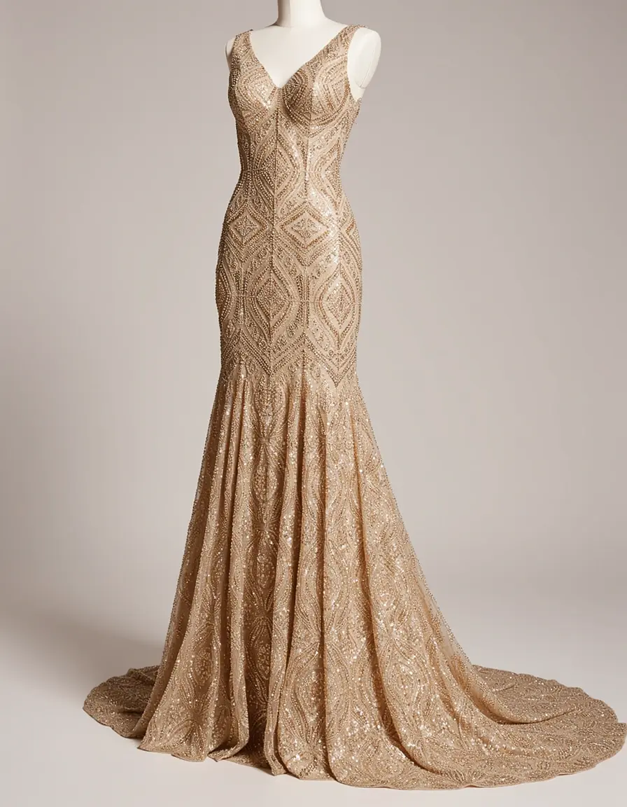 Gold Beaded Gown