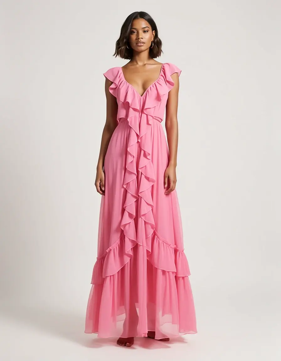 Pink Chiffon Maxi - Rosa Chiffonkleid