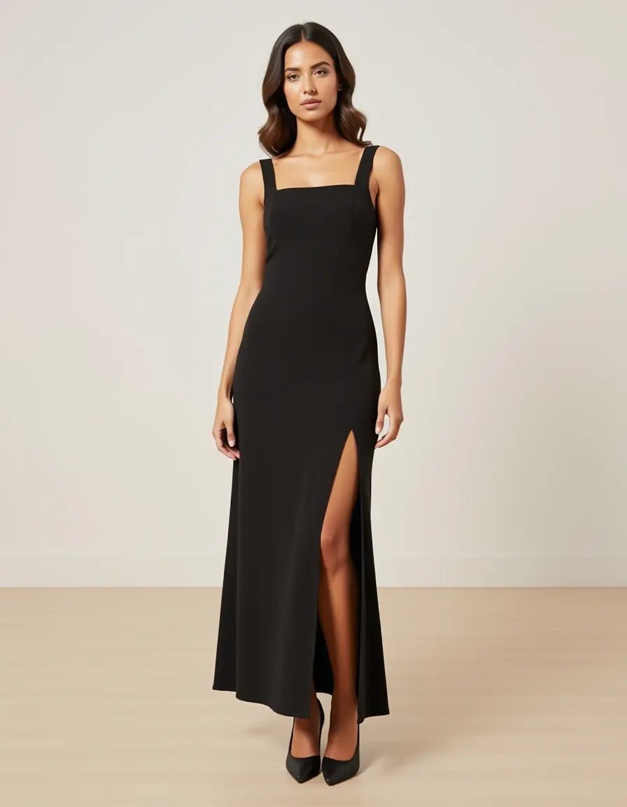 Budget Maxi Dress in Schwarz mit Schlitz