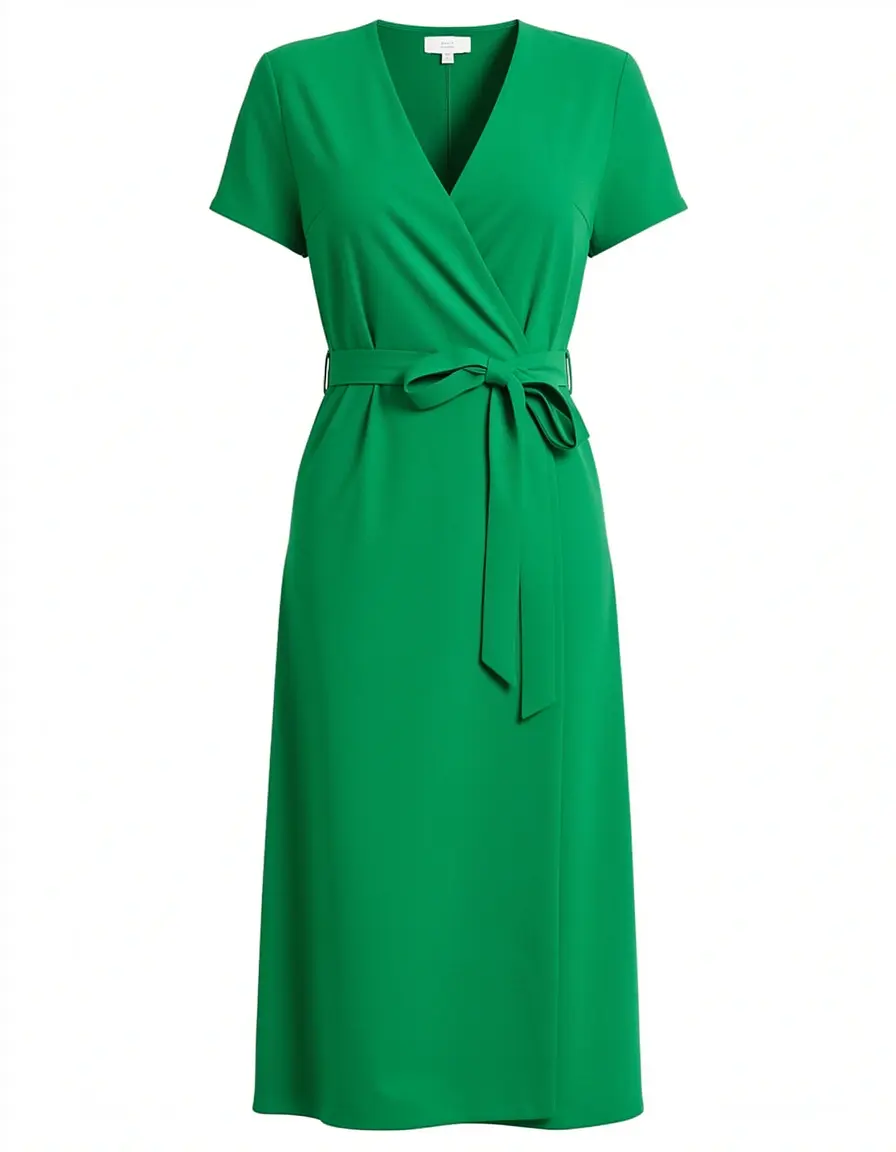 Sale Wrap Dress in Grün mit Gürtel