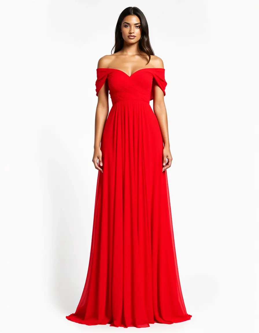 Rotes Taftkleid schulterfrei