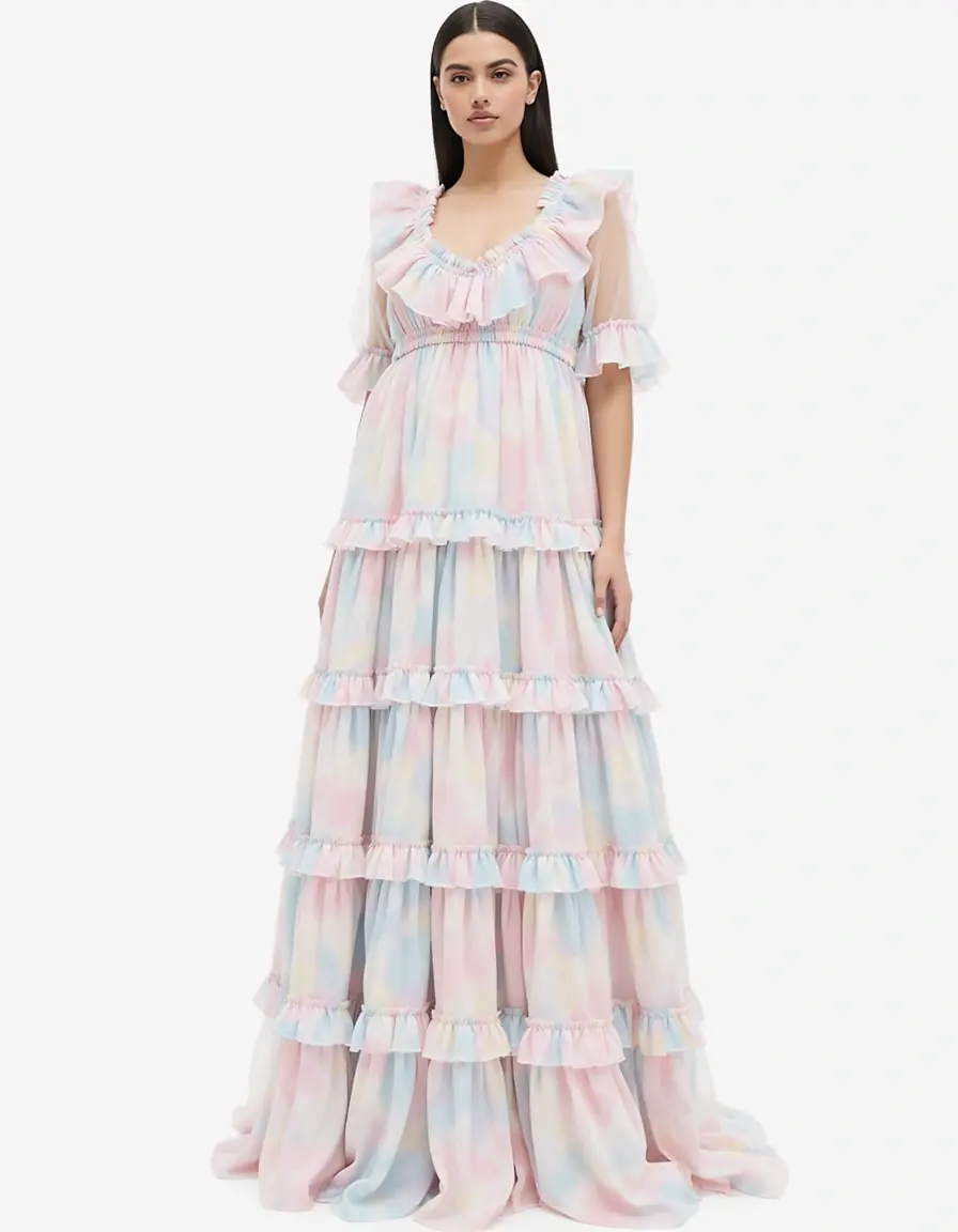 Gestuftes Sommerkleid Damen Pastell