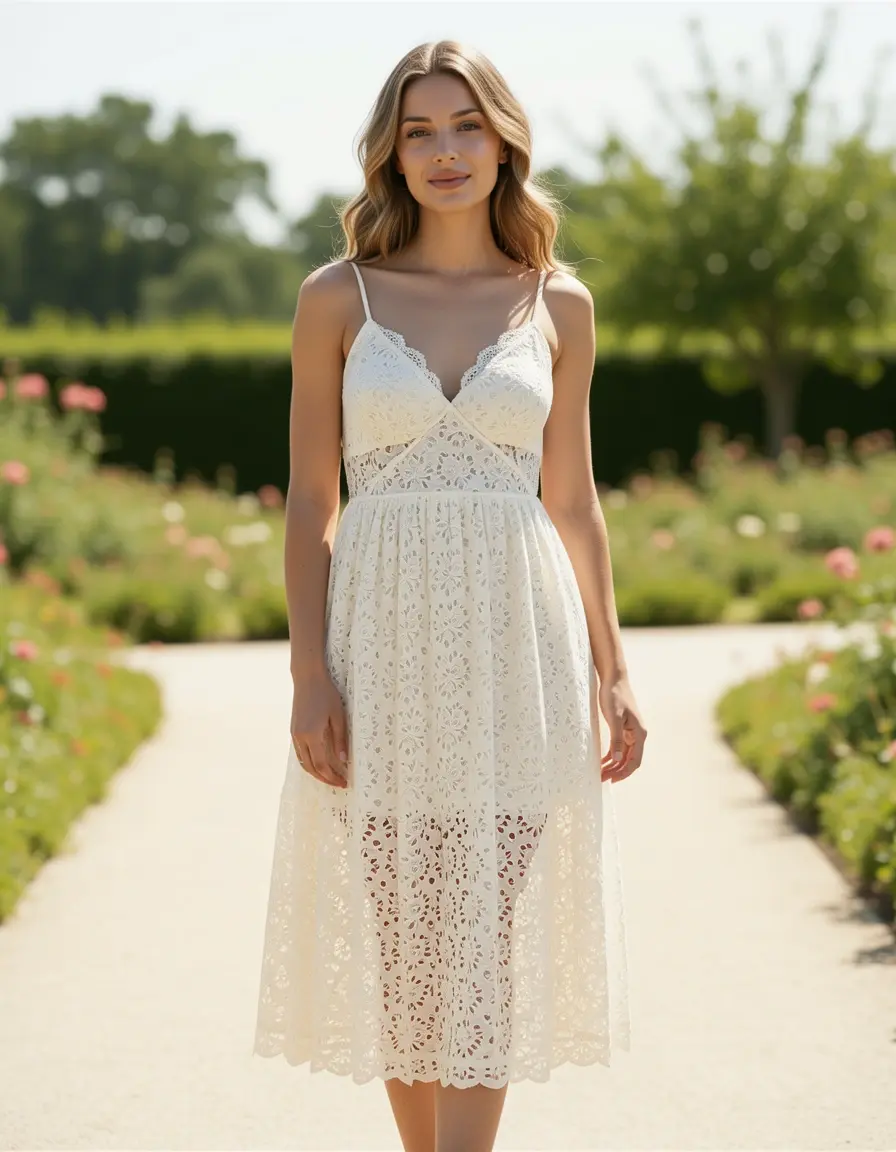Sommerkleid Damen mit Lochstickerei