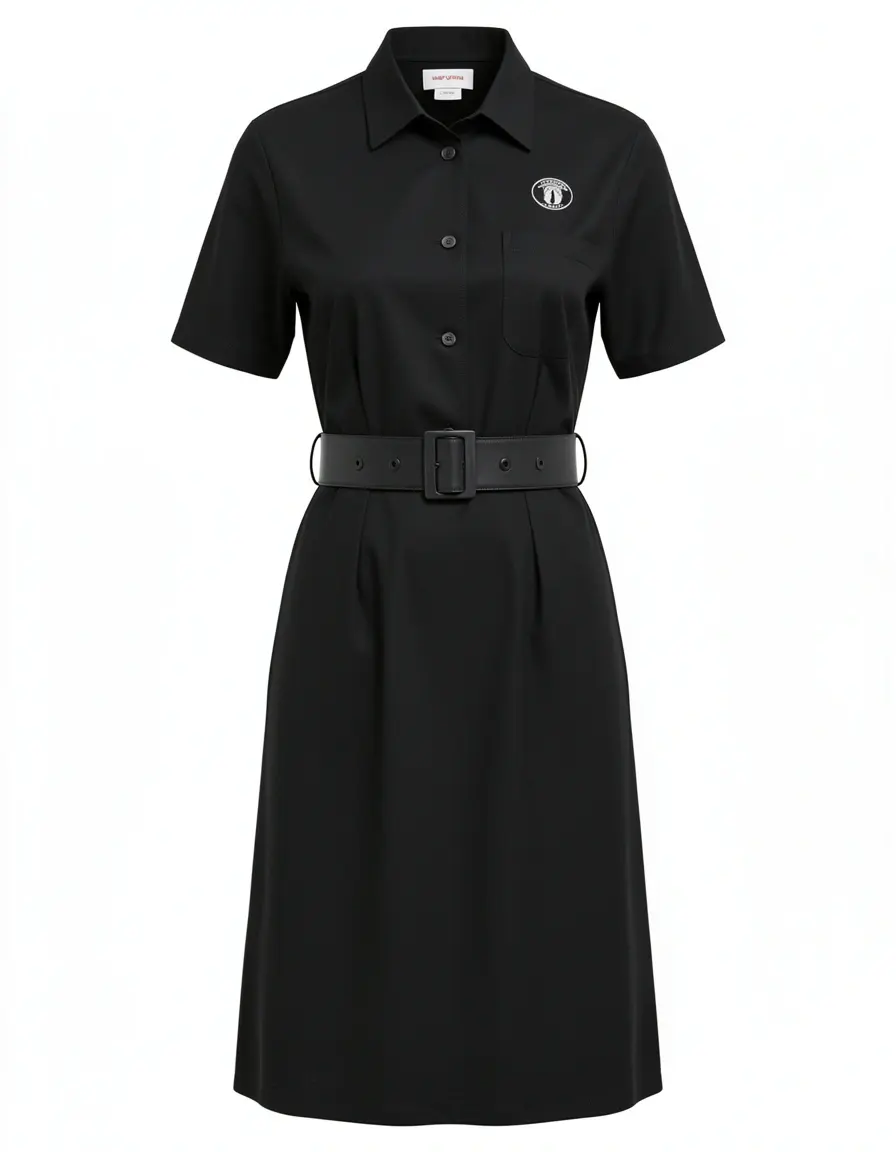 Work Shift Dress in schwarz mit Gürtel