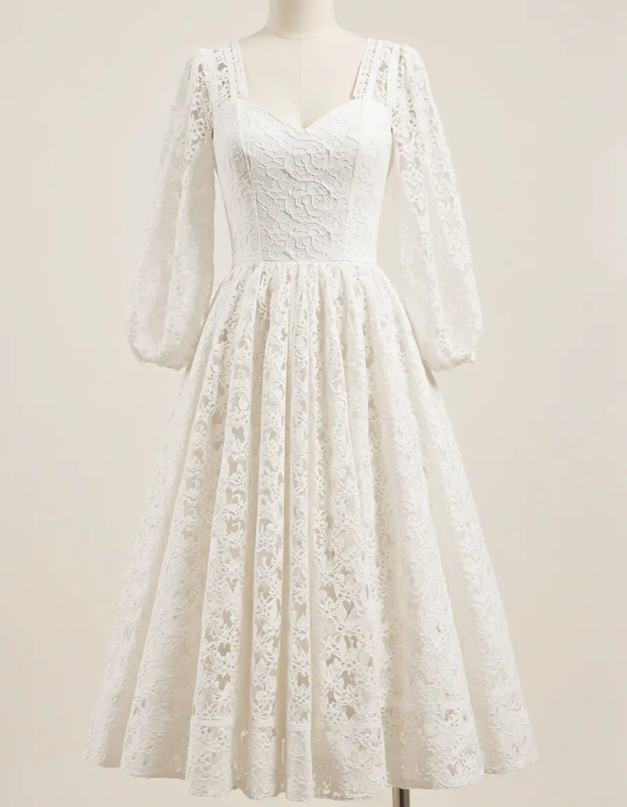 Cocktail Lace Dress in weiß mit Ärmeln
