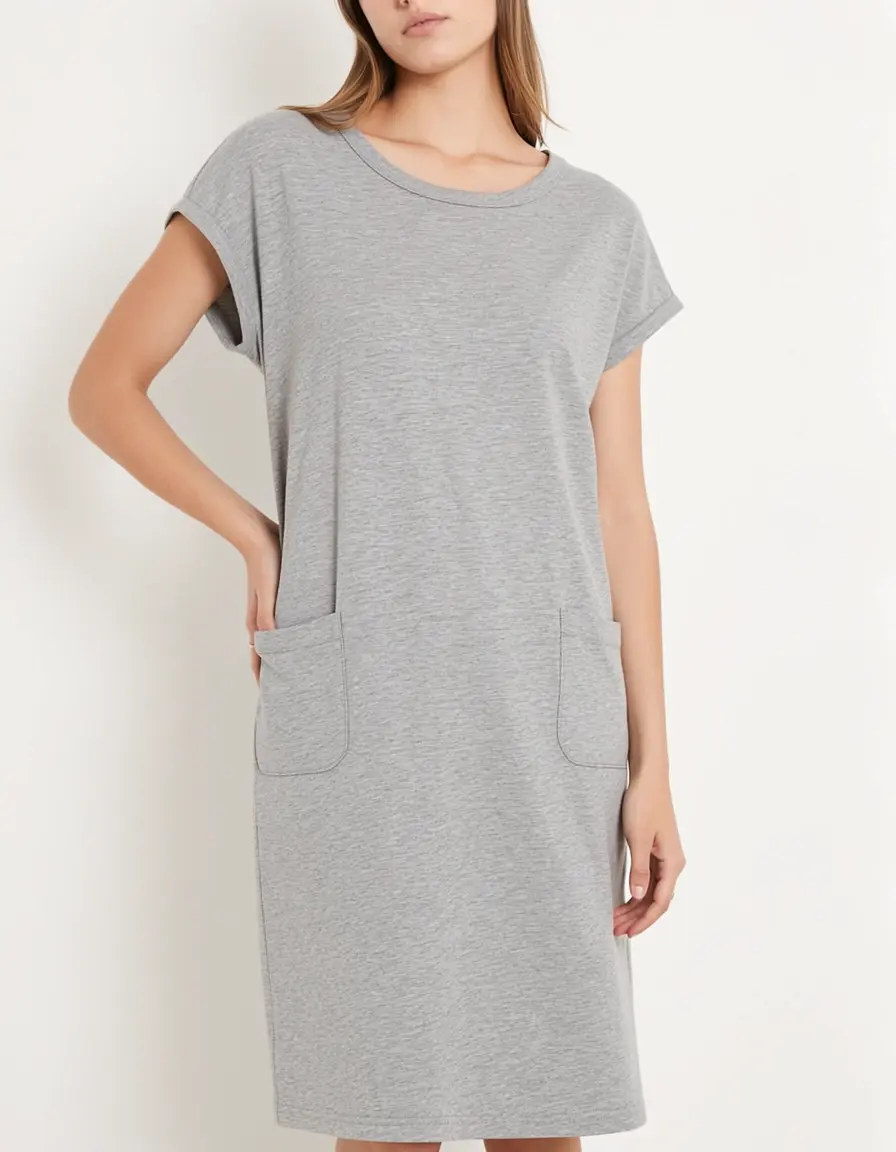 Sporty T-Shirt Dress in grau mit Taschen