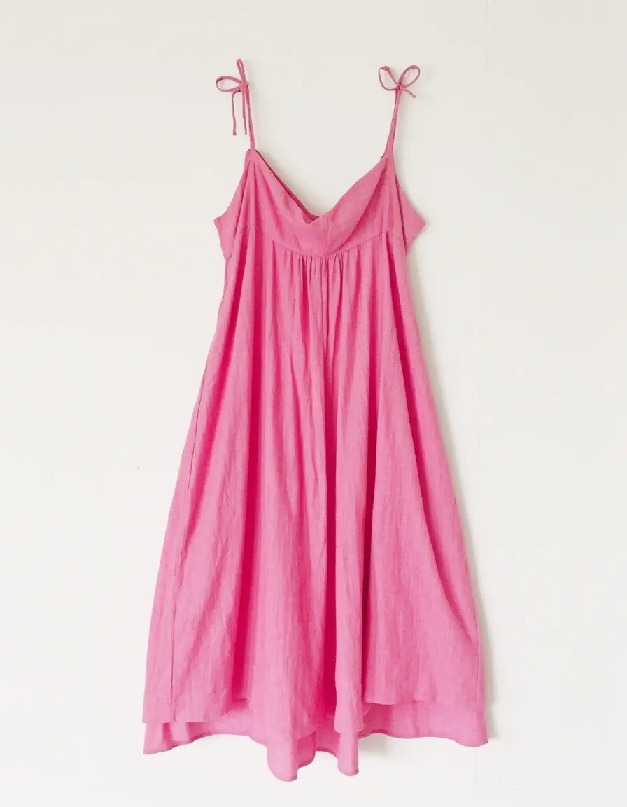 Rosa Musselin Sommerkleid mit Trägern