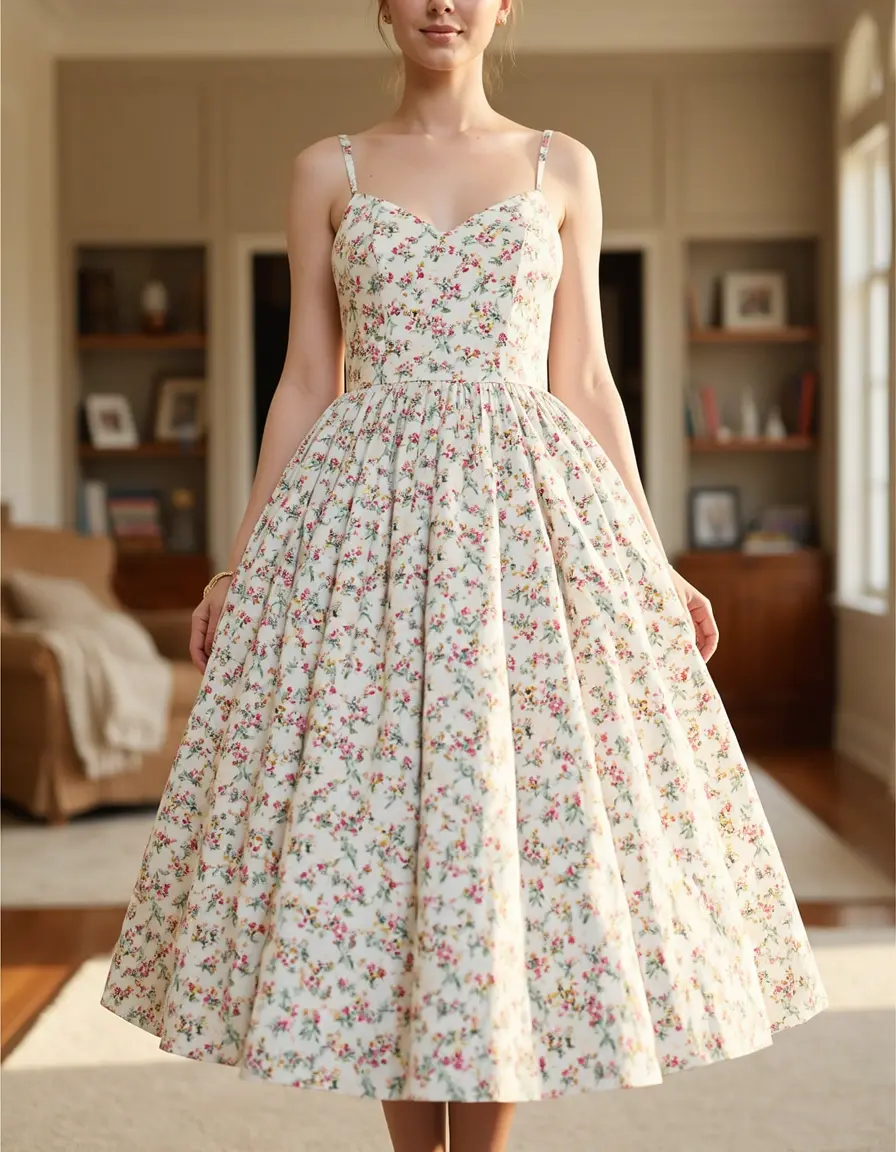 Floral Petticoat Midi Dress