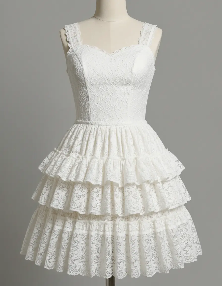Lace Petticoat Dress White