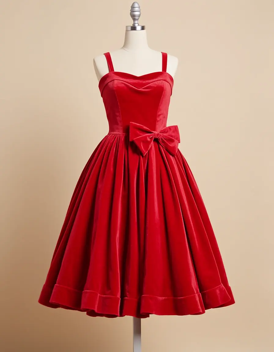 Velvet Petticoat Gown Red