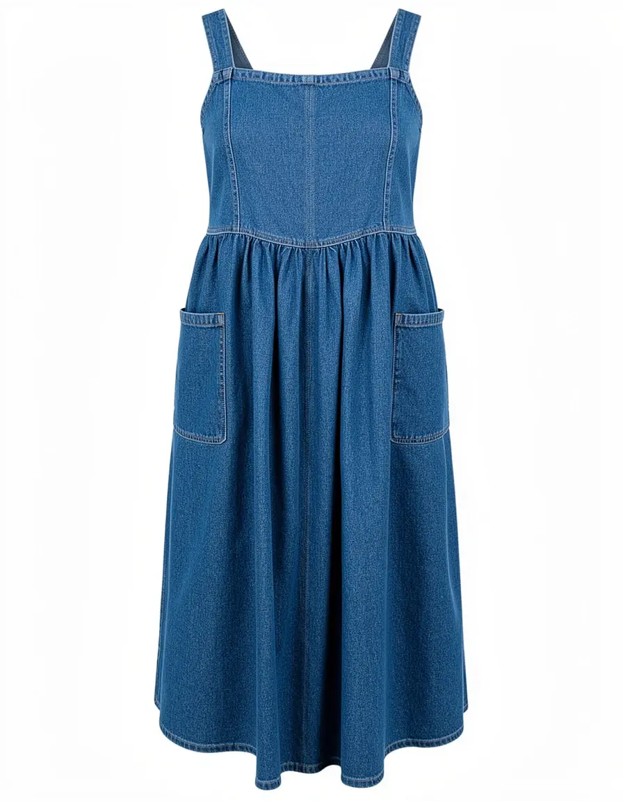 Denim Petticoat Dress with Pockets
