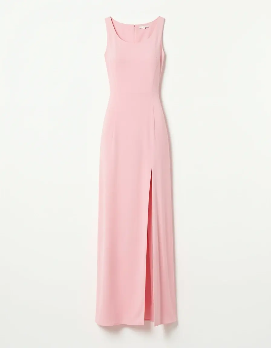 Pastel Pink Maxi Dress mit Schlitz
