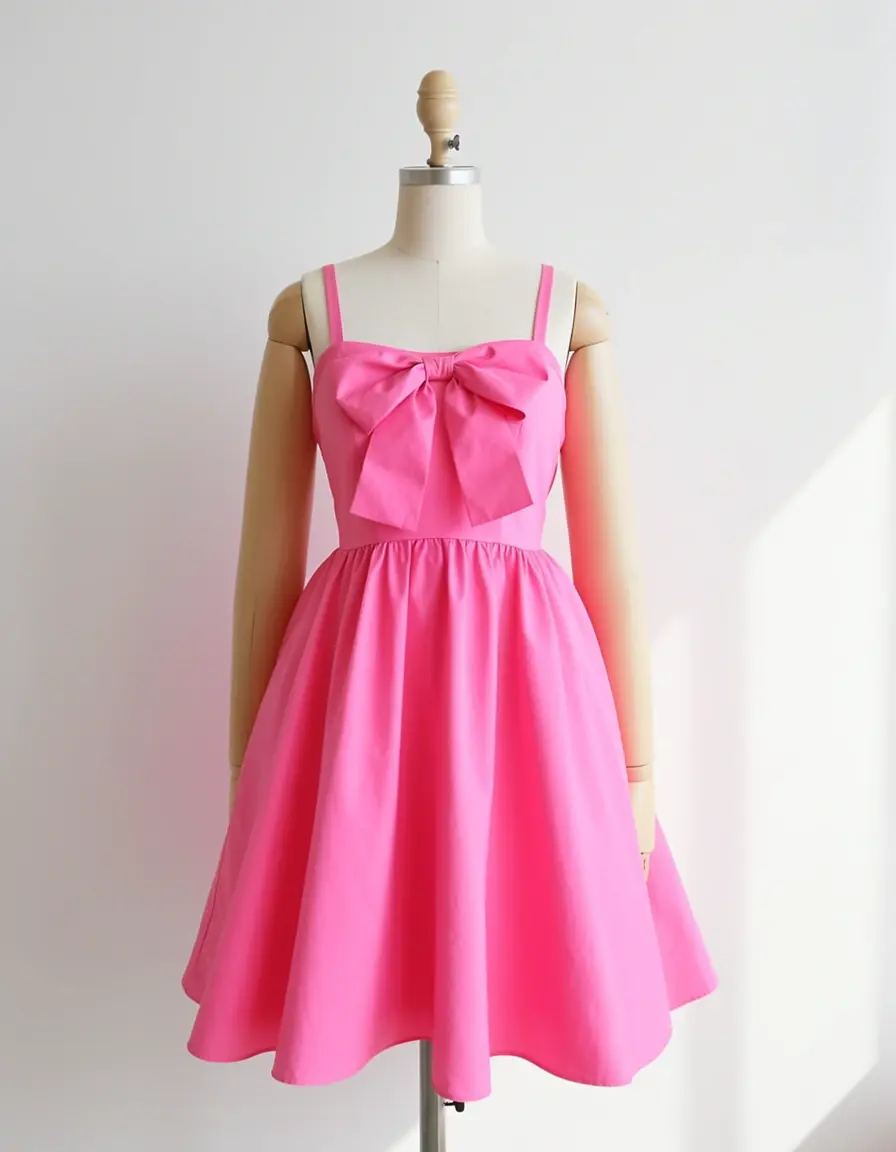 Bubblegum Pink Mini Kleid mit Schleife