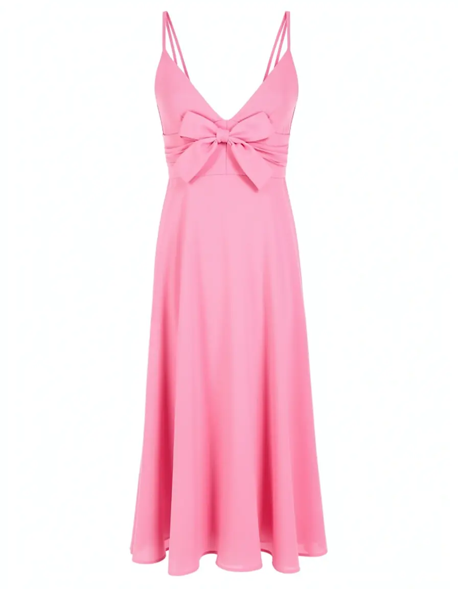 Pinkes rückenfreies Cocktailkleid mit Schleife