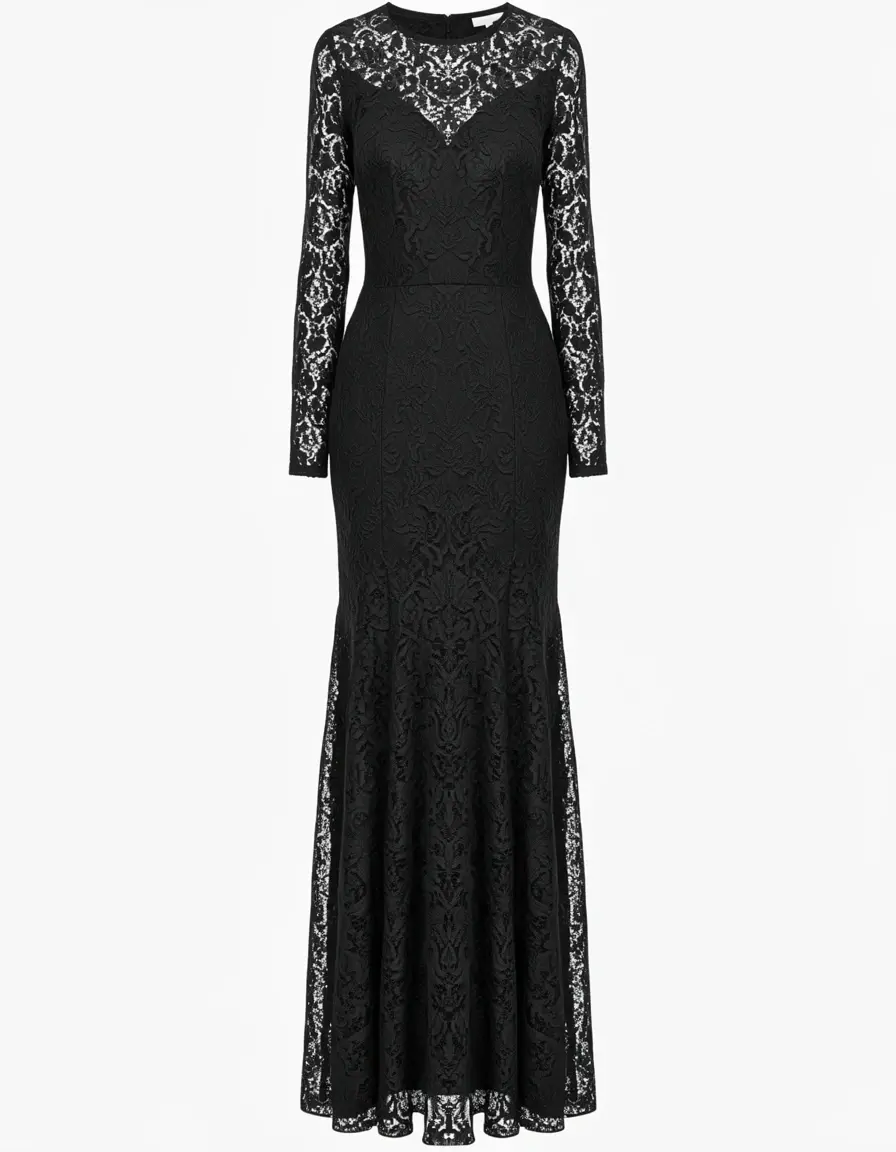 Elegantes schwarzes Spitzenkleid