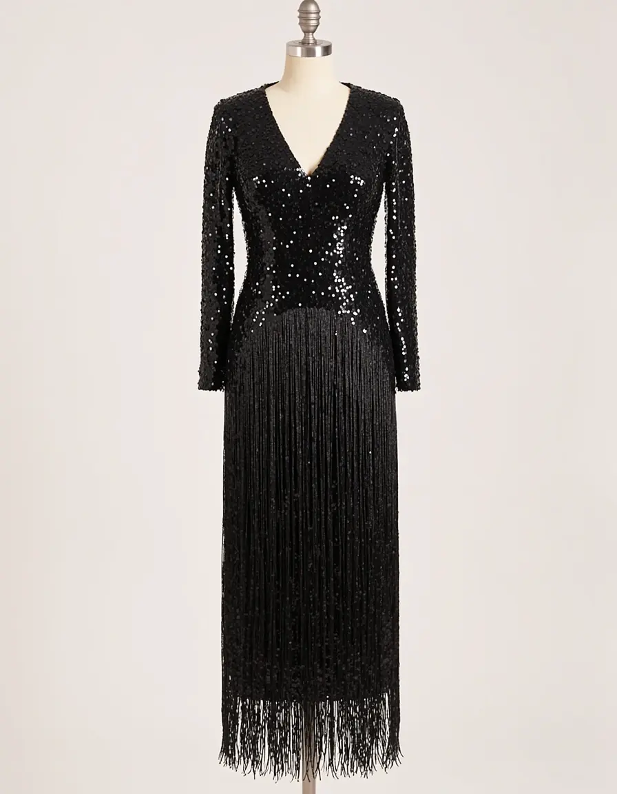 Elegantes schwarzes Paillettenkleid