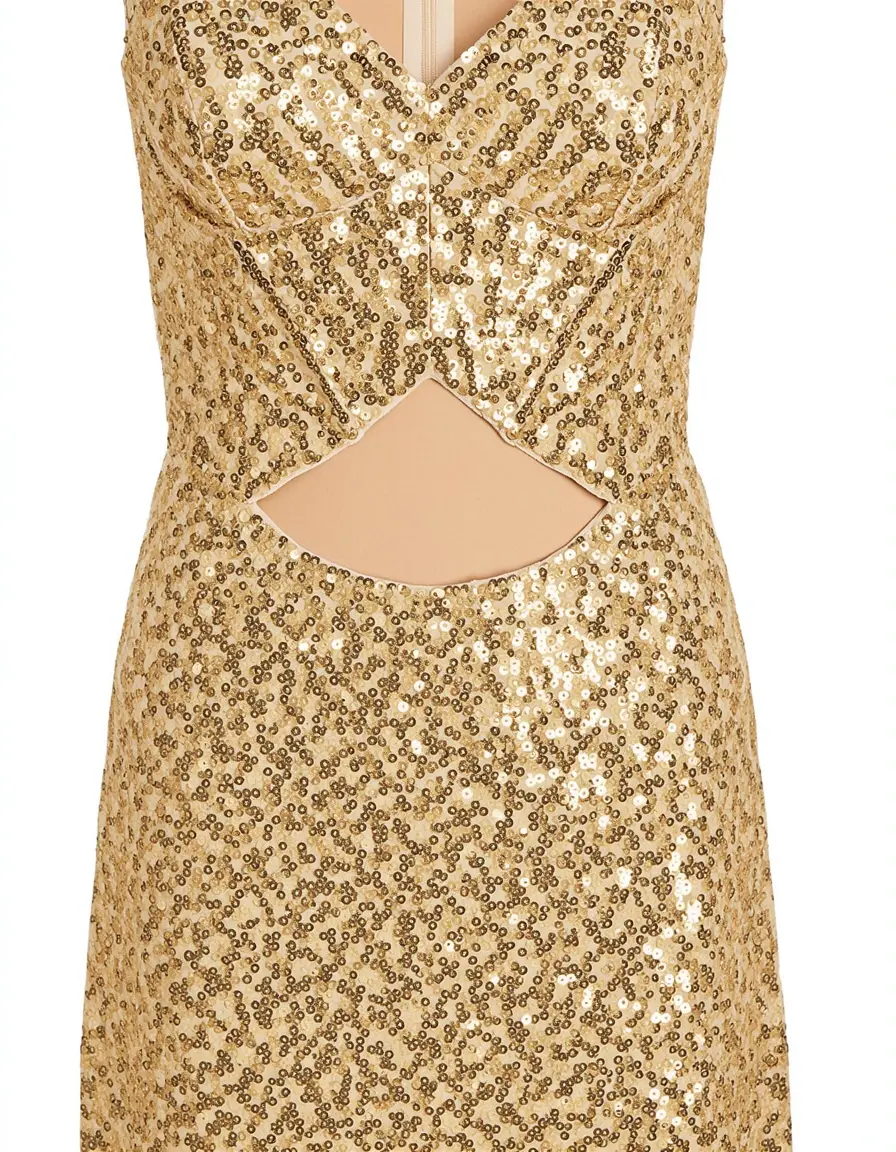 Goldenes Paillettenkleid mit Cut-Outs