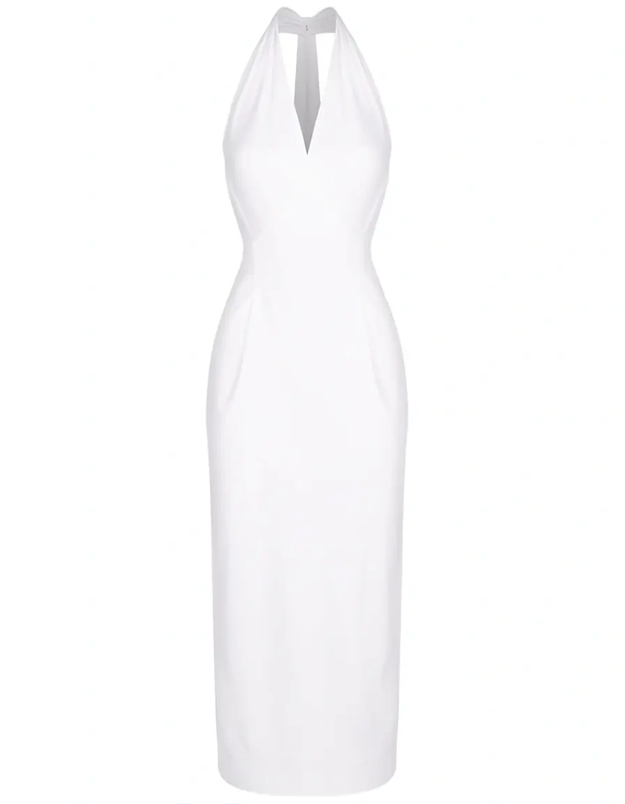Weißes Cut-Out Kleid mit Halterneck