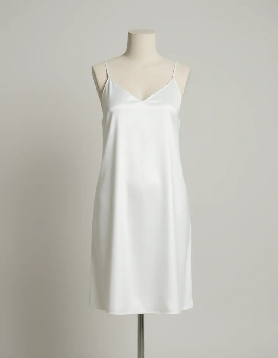 Minimalistisches Satin Slip Dress in Weiß