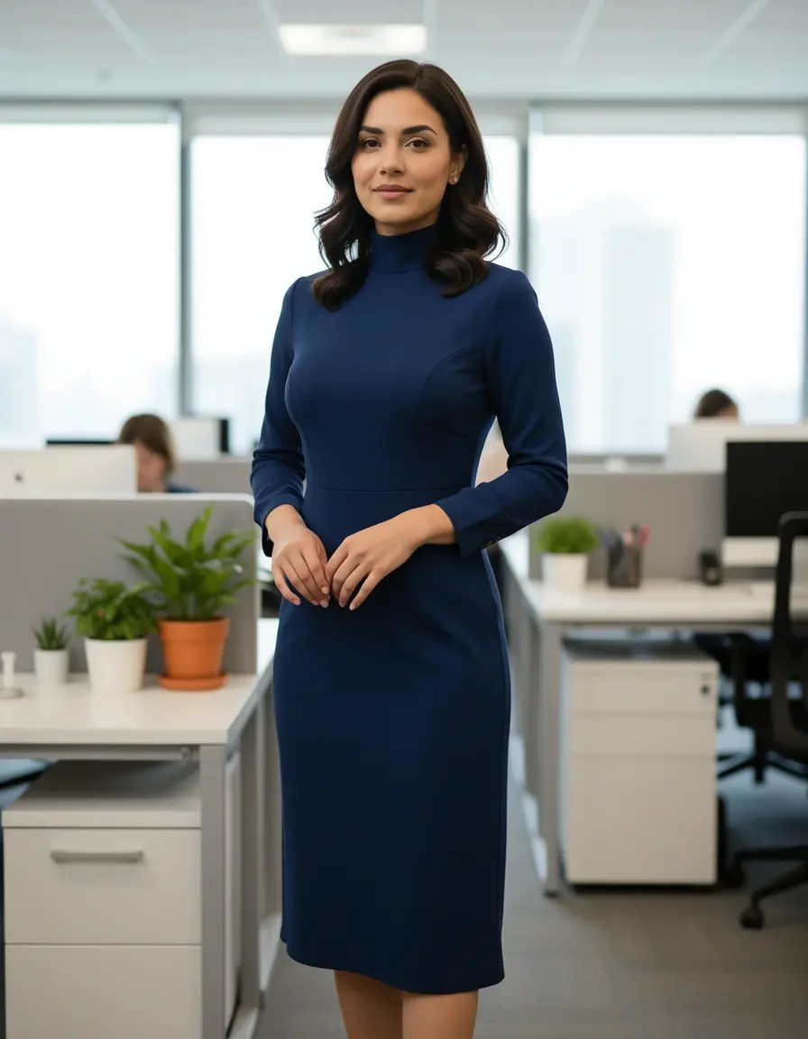 Dezentes High-Neck Kleid für formelle Anlässe