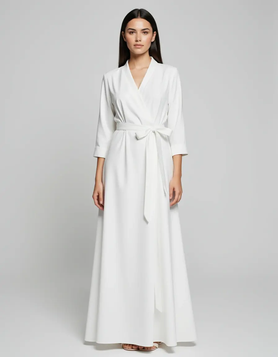 Weißes Wickelkleid mit Gürtel