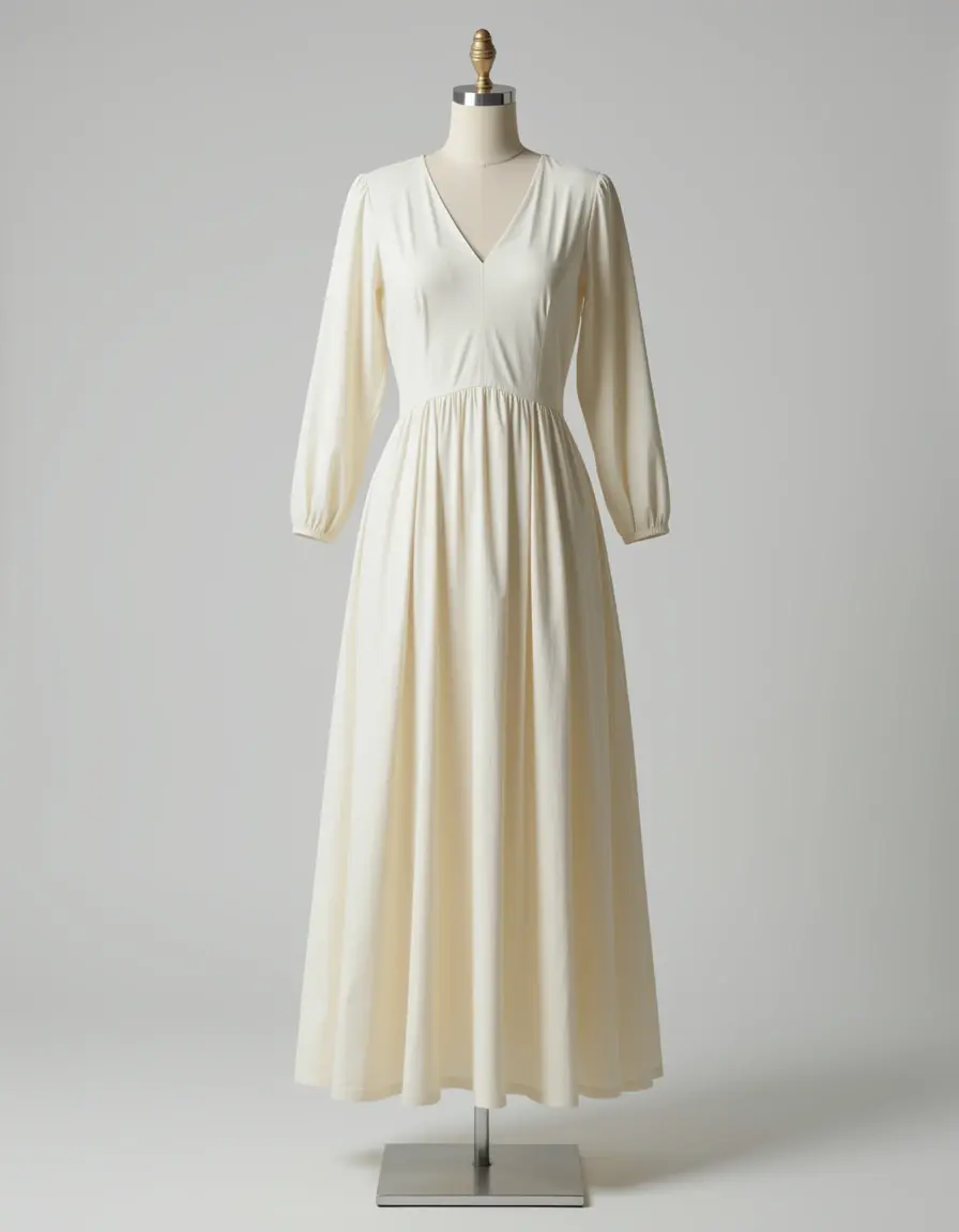 Ivory Standesamt Dress mit V-Ausschnitt