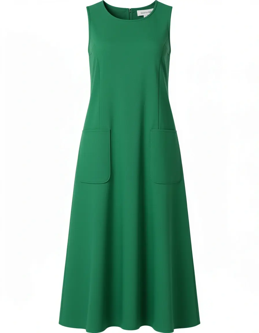 Grünes A-Linien Kleid mit Taschen