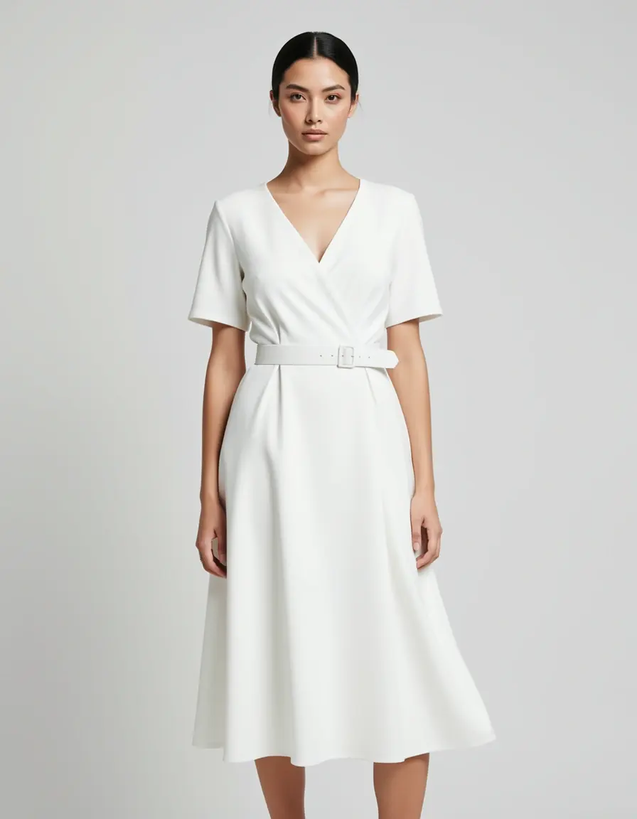 Chic White Wrap Dress weiß