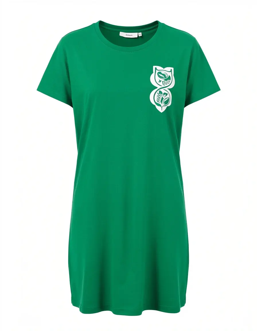 Grünes Mini T-Shirt Kleid aus Baumwolle