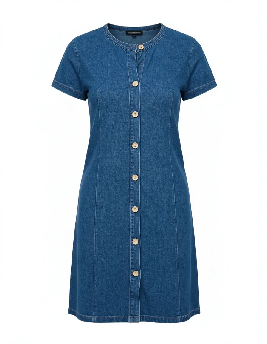 T-Shirt Kleid in Denim Optik mit Knöpfen