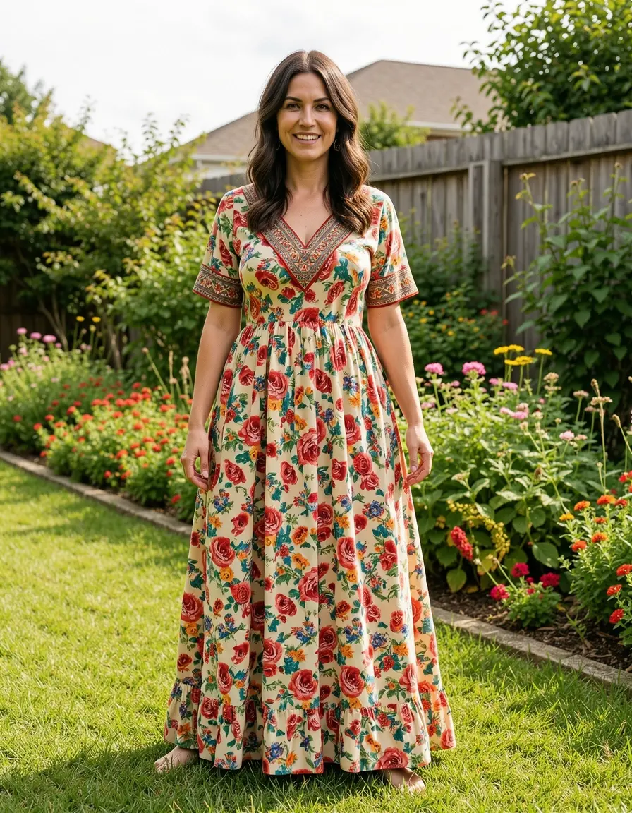 70s Boho Vintage Maxi Kleid