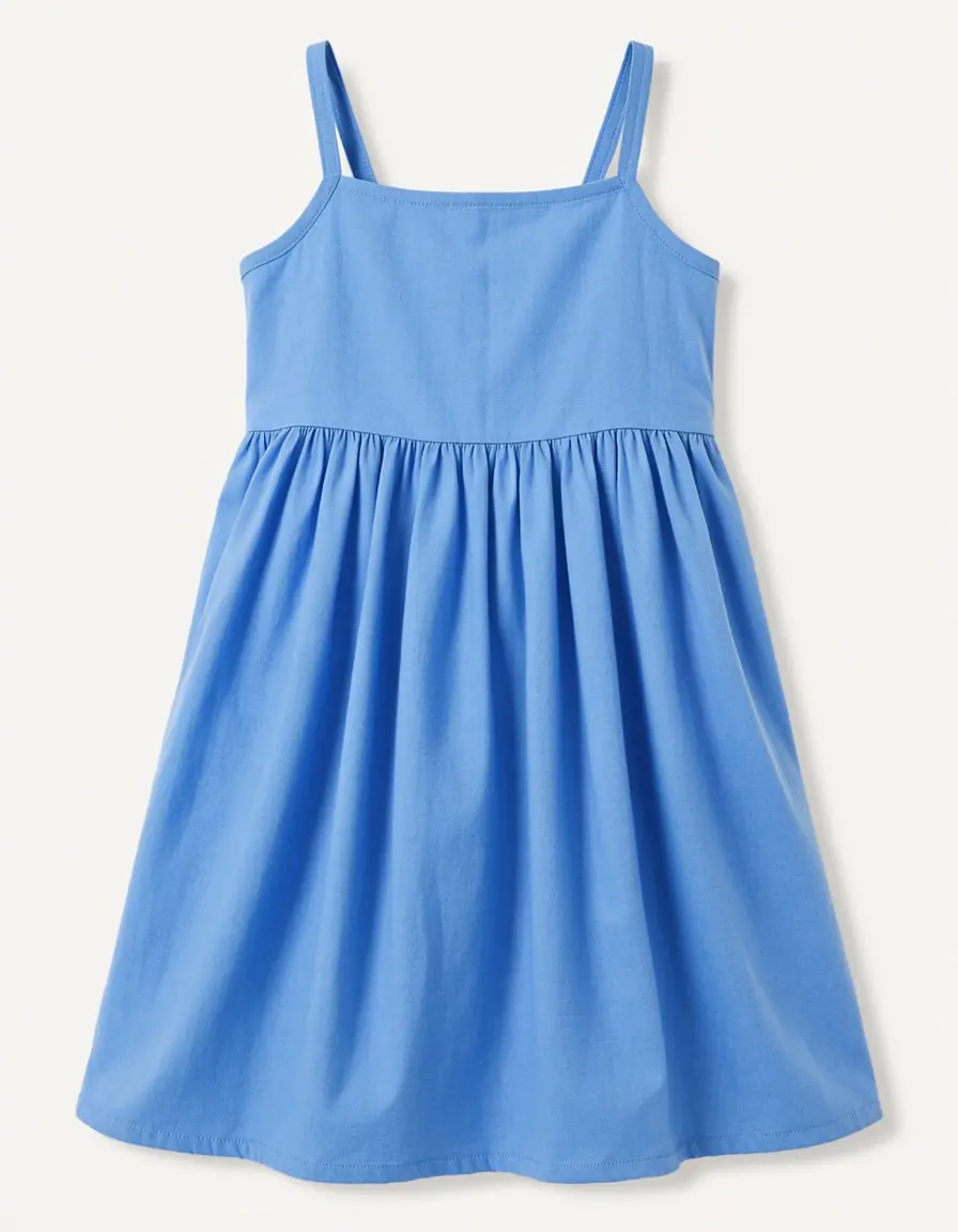 Blaues Baumwoll Babydoll Sonnenkleid mit Trägern