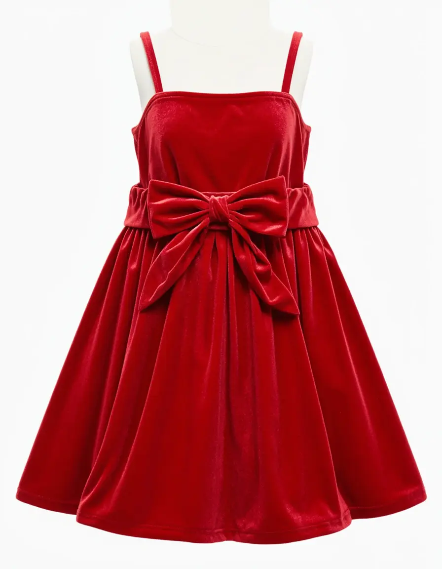 Rotes Samt Babydoll Kleid mit Schleife