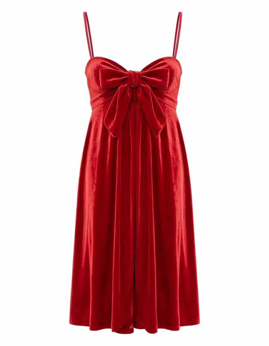 Rotes Samt Bandeau Cocktailkleid