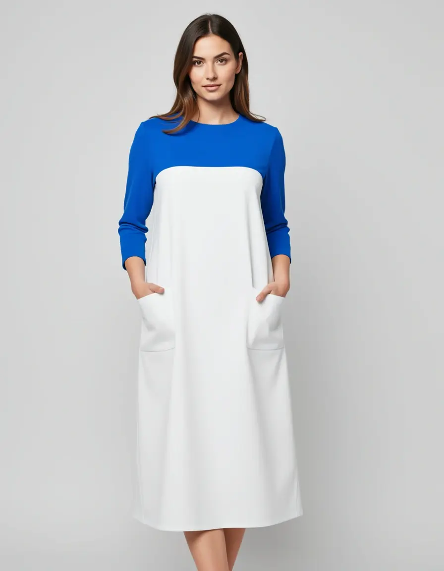 Shift Blue White Kleid mit Taschen