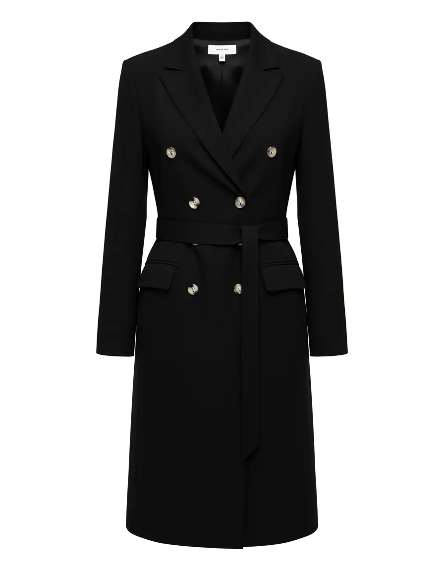 Schwarzes Blazerkleid Damen mit Gürtel