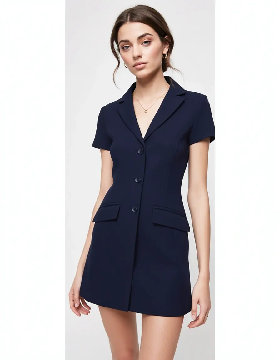 Dunkelblaues Mini Blazerkleid