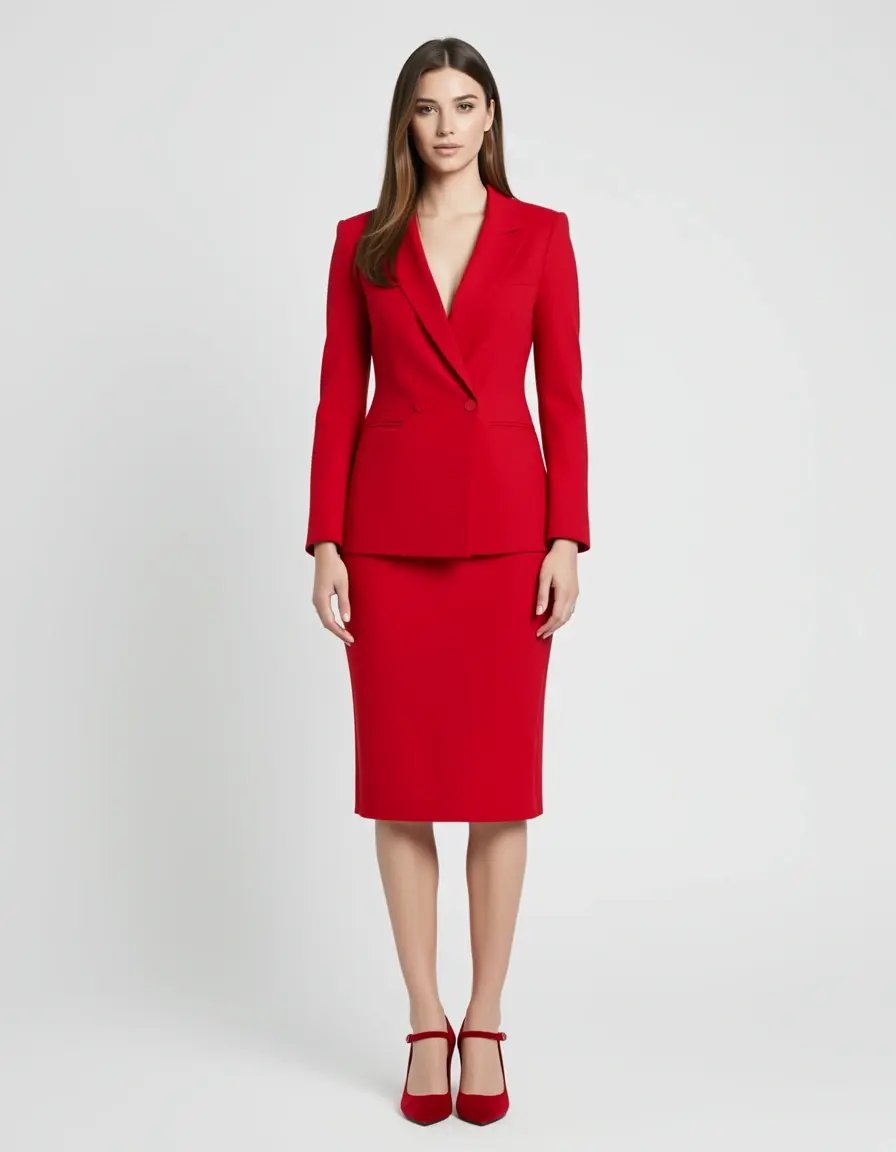 Rotes Blazerkleid Damen V-Ausschnitt