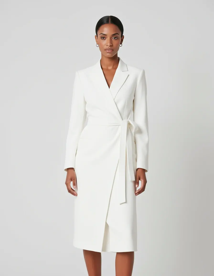 Weißes Wickel Blazerkleid